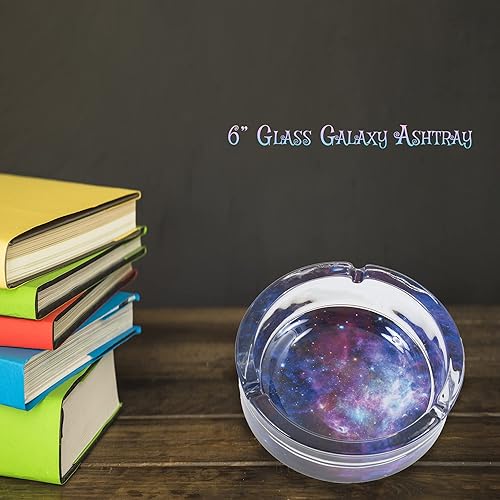 Miniatura 2 de Cenicero de cristal Galaxy extra grande de 6.0 pulgadas, perfecto para salas de fumar, patios y eventos al aire libre, duradero y fácil de limpiar