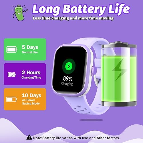 Miniatura 8 de Reloj inteligente para niños y niñas, resistente al agua IP68 con cara de 1.83 pulgadas, monitor de sueño de frecuencia cardíaca, 19 modos