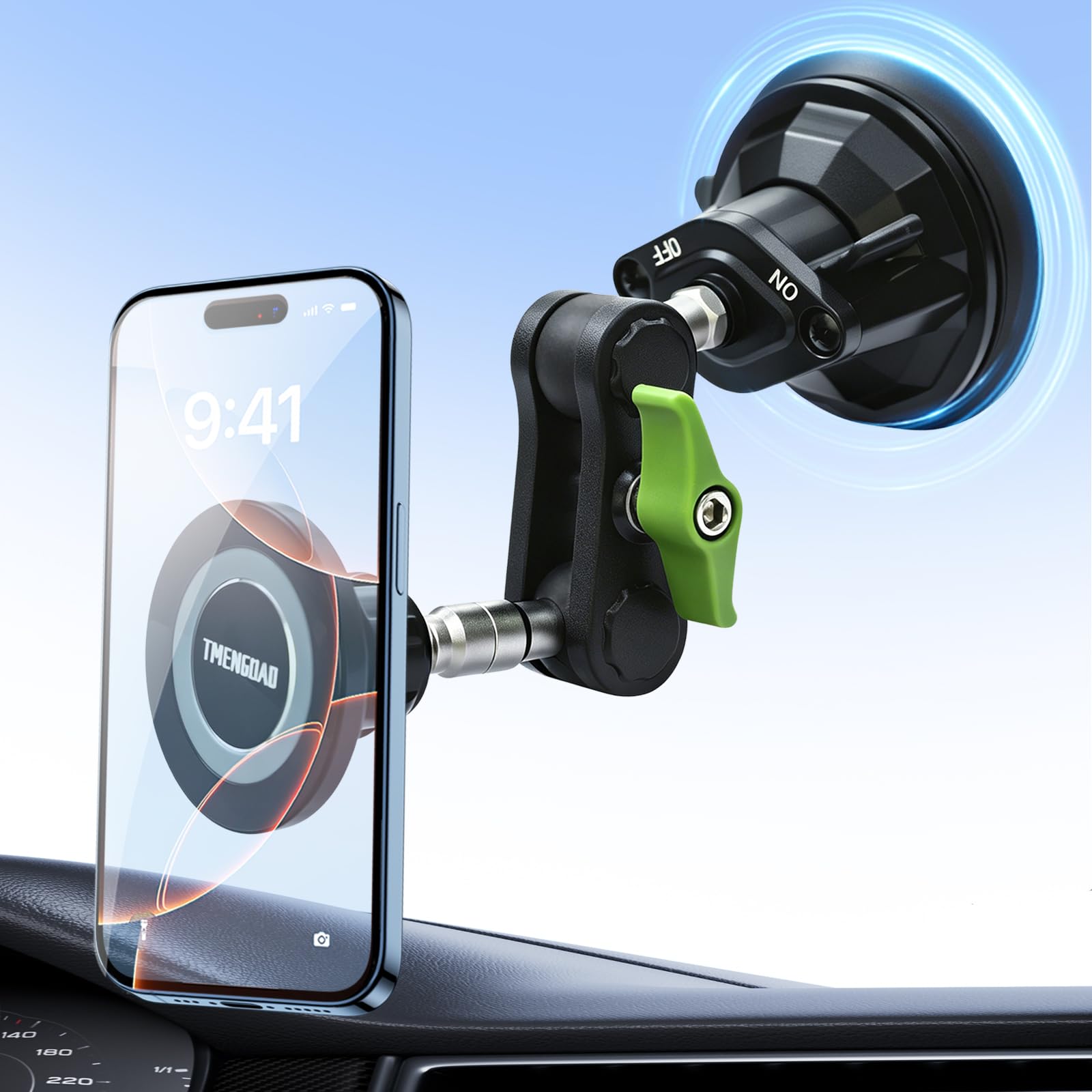 Magnetische KFZ-Handyhalterung, ultra stabile Windschutzscheiben-Handyhalterung, starker Saugnapf und leistungsstarker Magnet, 360° drehbar, langlebige Premium-Aluminiumlegierung, für alle