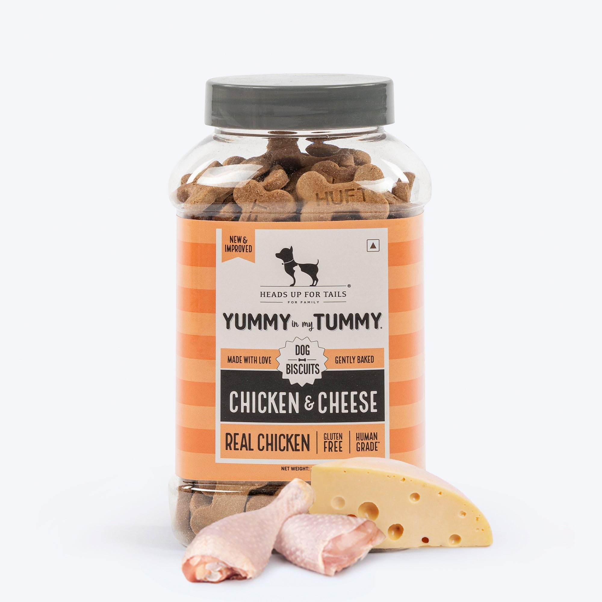 Yummy in My Tummy by HUFT Chicken & Cheese Dog Biscuits β 320 gm | Crunchy & Healthy Treats for Puppies (2+ Months) & Adult Dogs | High-Protein Snack | Ideal Training Treat for All Breeds Dogs 2