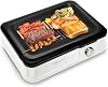Indoor Grill Electric, Smokeless Grill BBQ Grill, COKLAI Infrared Grill, Nonstick Grid and Dishwasher-safe Drip Tray, Fast Heat-up, Consistent Grilling Temperature, White, 1660W
