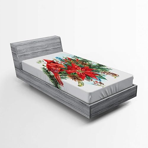 Miniatura 45 de Lunarable Sábana bajera ajustable con diseño de póster retro con eslogan de invierno y texto en inglés "I Love Winter Slogan para actividades al