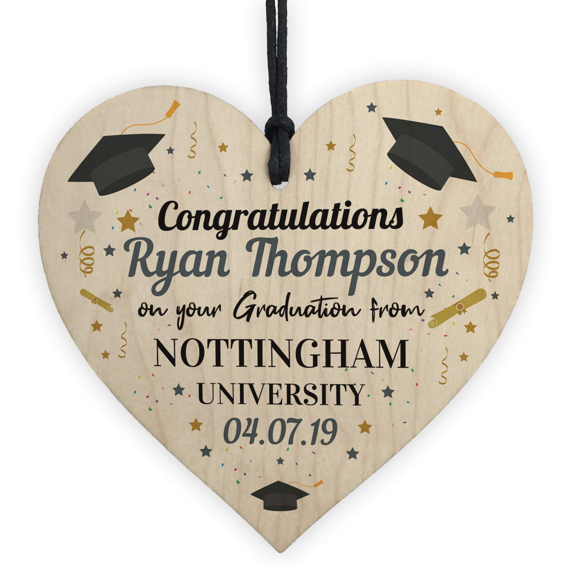 RED OCEAN PERSONALISED Graduation Graduate Gift Novelty Wooden Heart Leaving Gift Congratulations Present