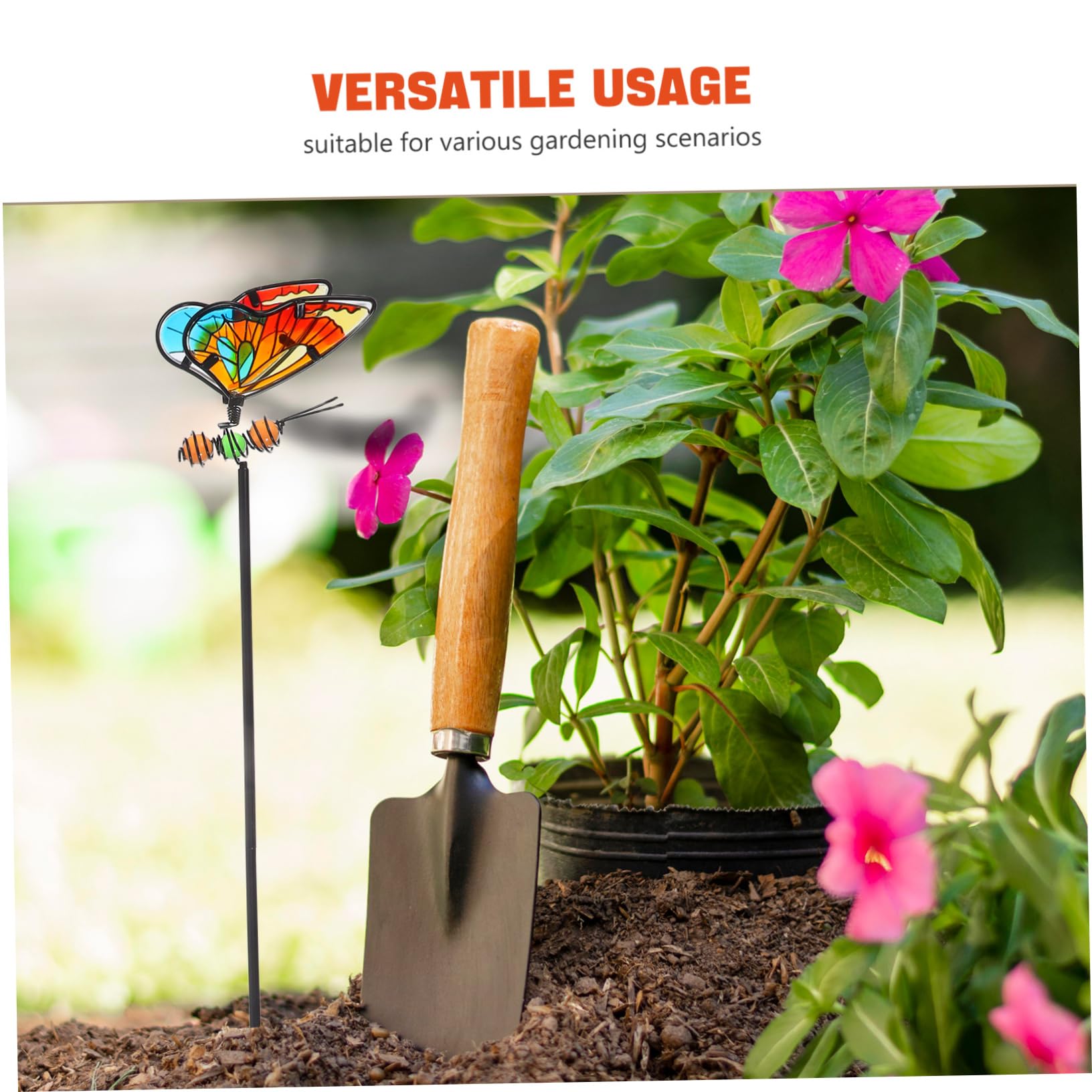 Yardwe Dekorativer Schmetterlings Gartenstecker aus Eisen und Glas 3 Stück