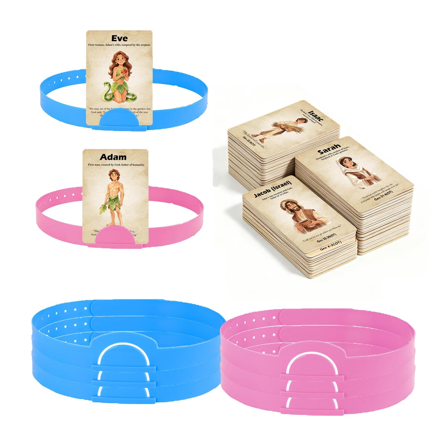 42 Bible Who Am I Games for Kids, Bible Headbands Board Game -Bible Characters with Verse Cards, Bible Study Supplies for Sunday School, Family Nights, Christian Catholic Gifts (Bible)