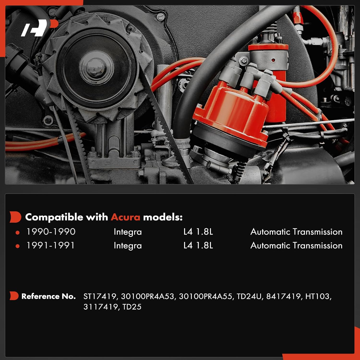 A-Premium Ignition Distributor with Cap and Rotor Compatible with Acura Integra 1990-1991 1.8L, Automatic Transmission