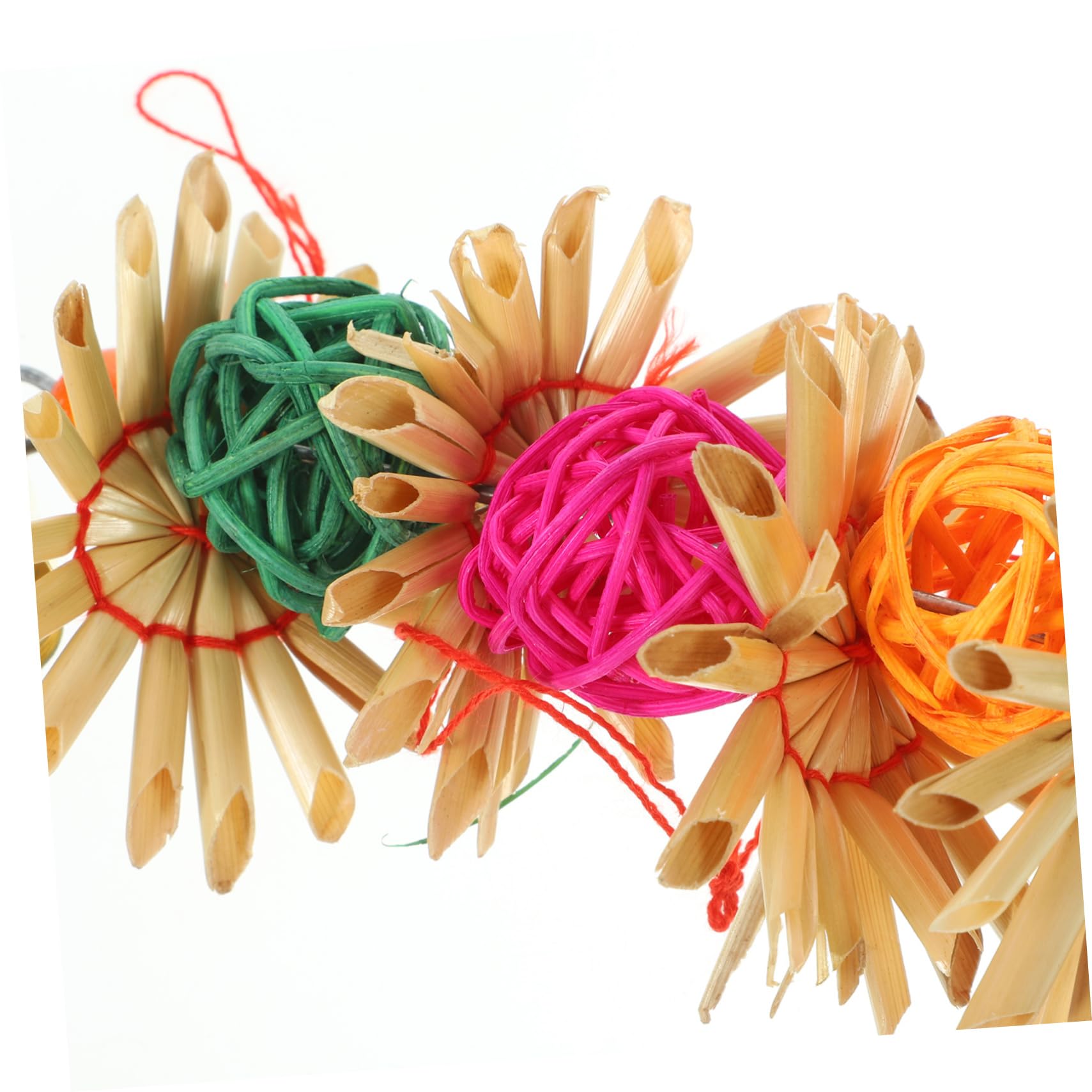 Mipcase Jouets à Mordre pour Perroquets Et Oiseaux Suspendus en Rotin Naturel, Lot De 2 Pièces, Adaptés pour Calopsittes Et Perruches, Jouet D’éveil pour Petits Oiseaux