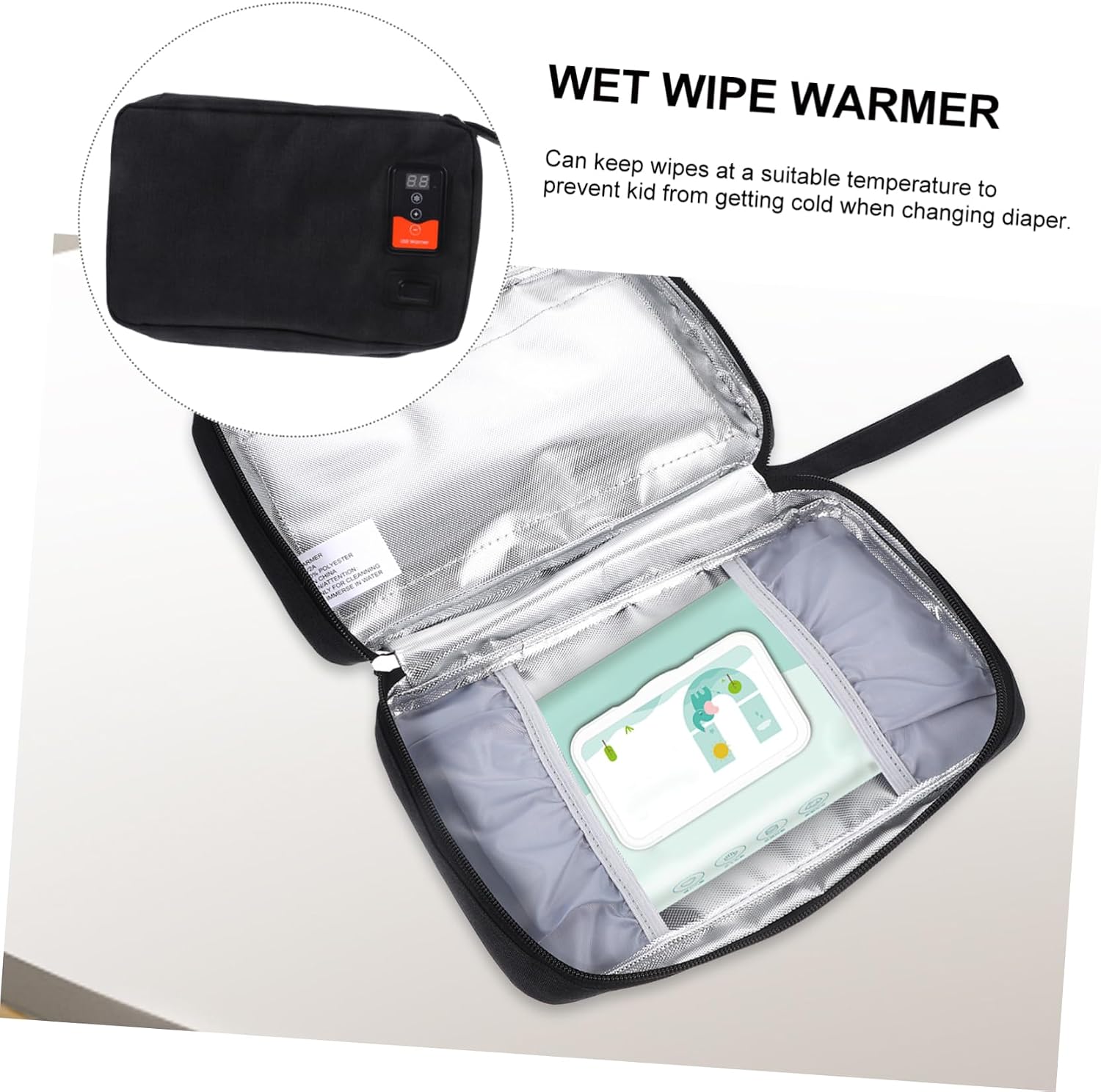 Cabilock Portable USB Wipe Warmer for Newborns Temperature Capacity Wipe Dispenser for Travel and Outdoor Use Supplies
