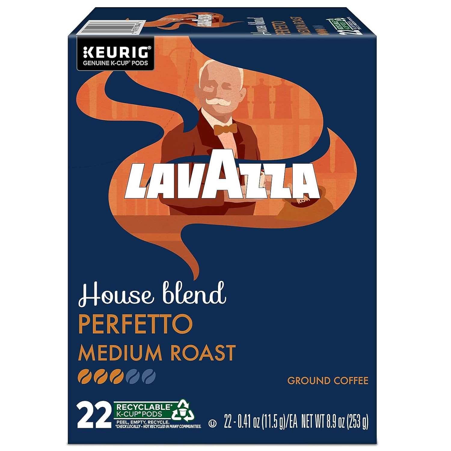 Lavazza House Blend Perfetto Keurig K-Cup® Pods, Medium Roast, 100% Arabica (22 Pods)