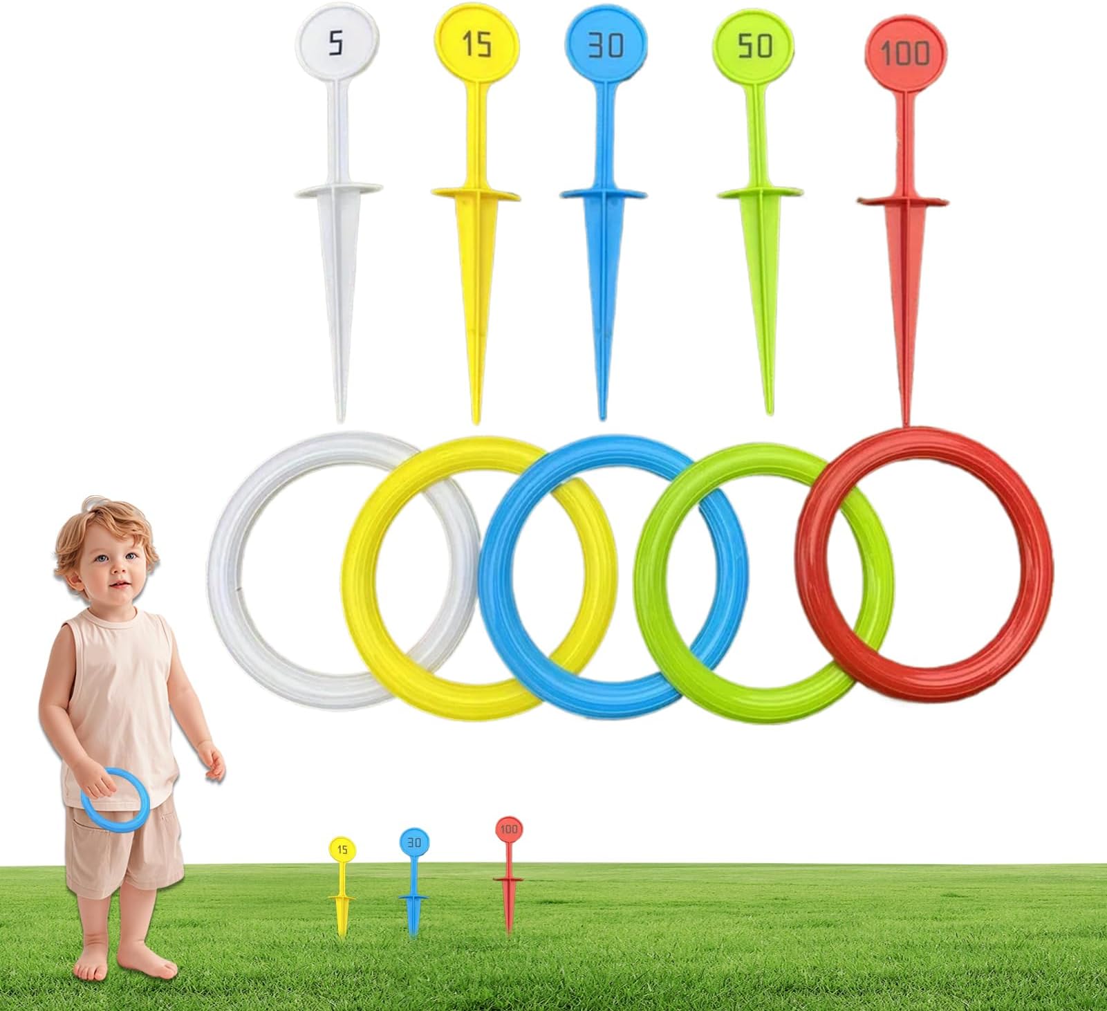 Ring Throw Game - Colorful Interactive Toss Game For Families | Backyard Sports Play Toys For Kids Teens | Outdoor Lawn Games F́or Children Boys Girls, Indoor Lakehouse Party Activity, Family Fun Ente