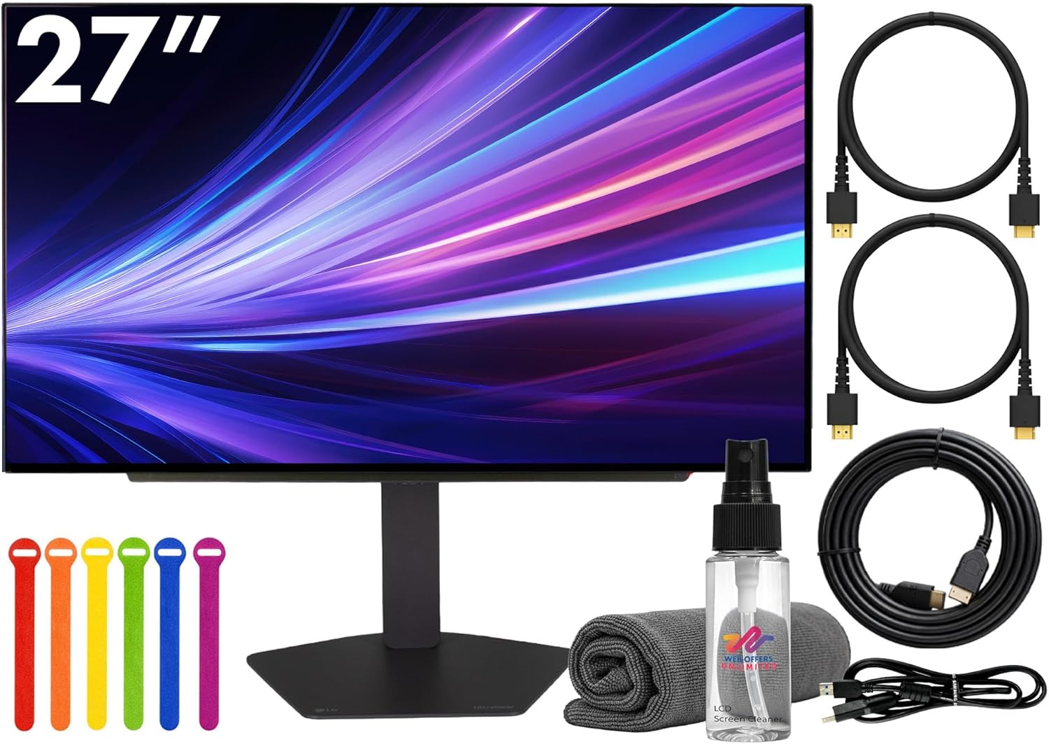 LG Ultragear OLED 27GX704A-B 27" QHD (2560×1440) Gaming Monitor | 240Hz OLED Display, 0.03ms Response, HDR, NVIDIA G-SYNC Compatible, FreeSync Premium, HDMI &amp; DisplayPort + Cable Ties + More