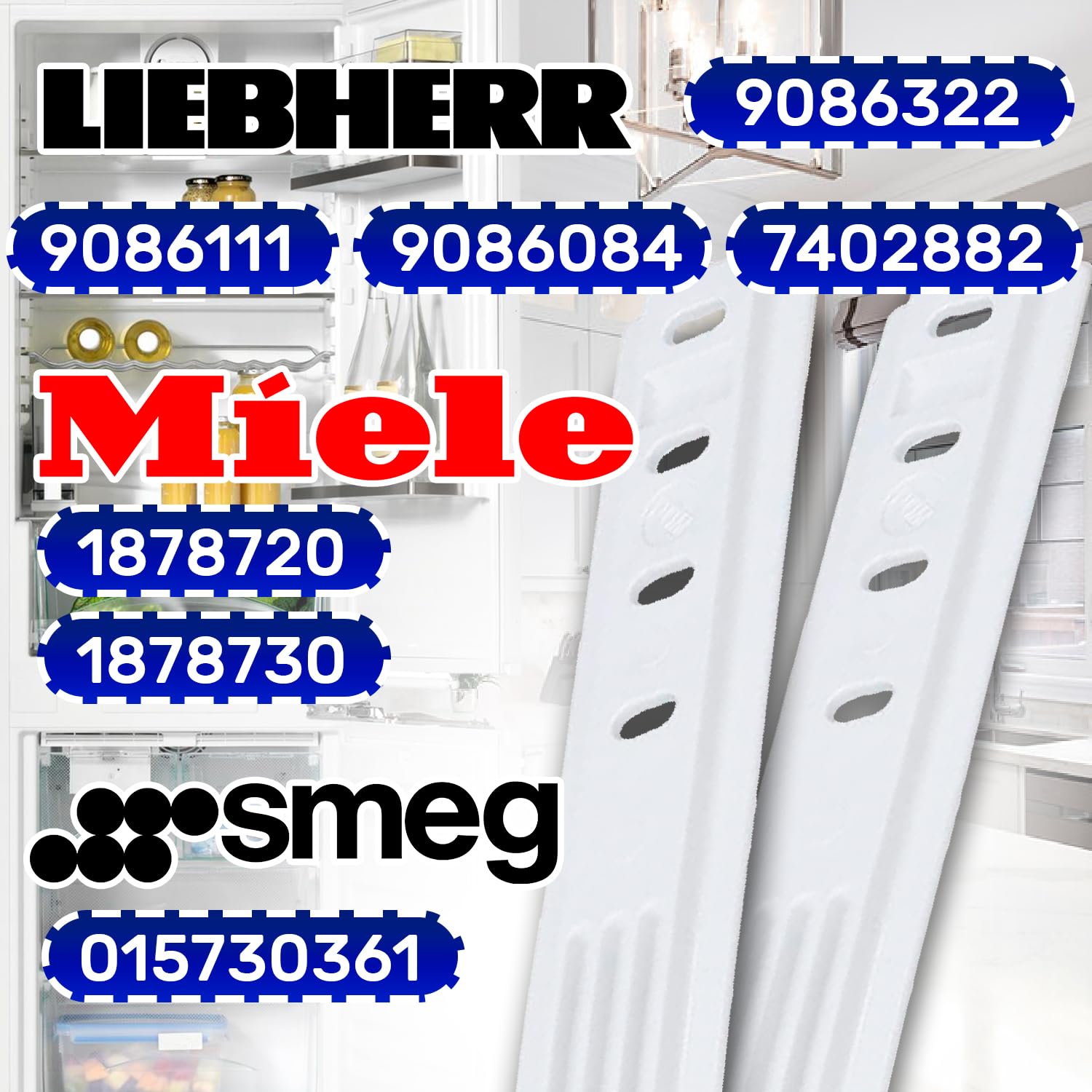 2 Piezas Set de Montaje Rieles para Fijar Puerta Frigorificos Integrable la Fachada Tiene el Código Original 9086322 para Liebherr 1878720 para Miele 015730361 para Smeg - MONTERAL
