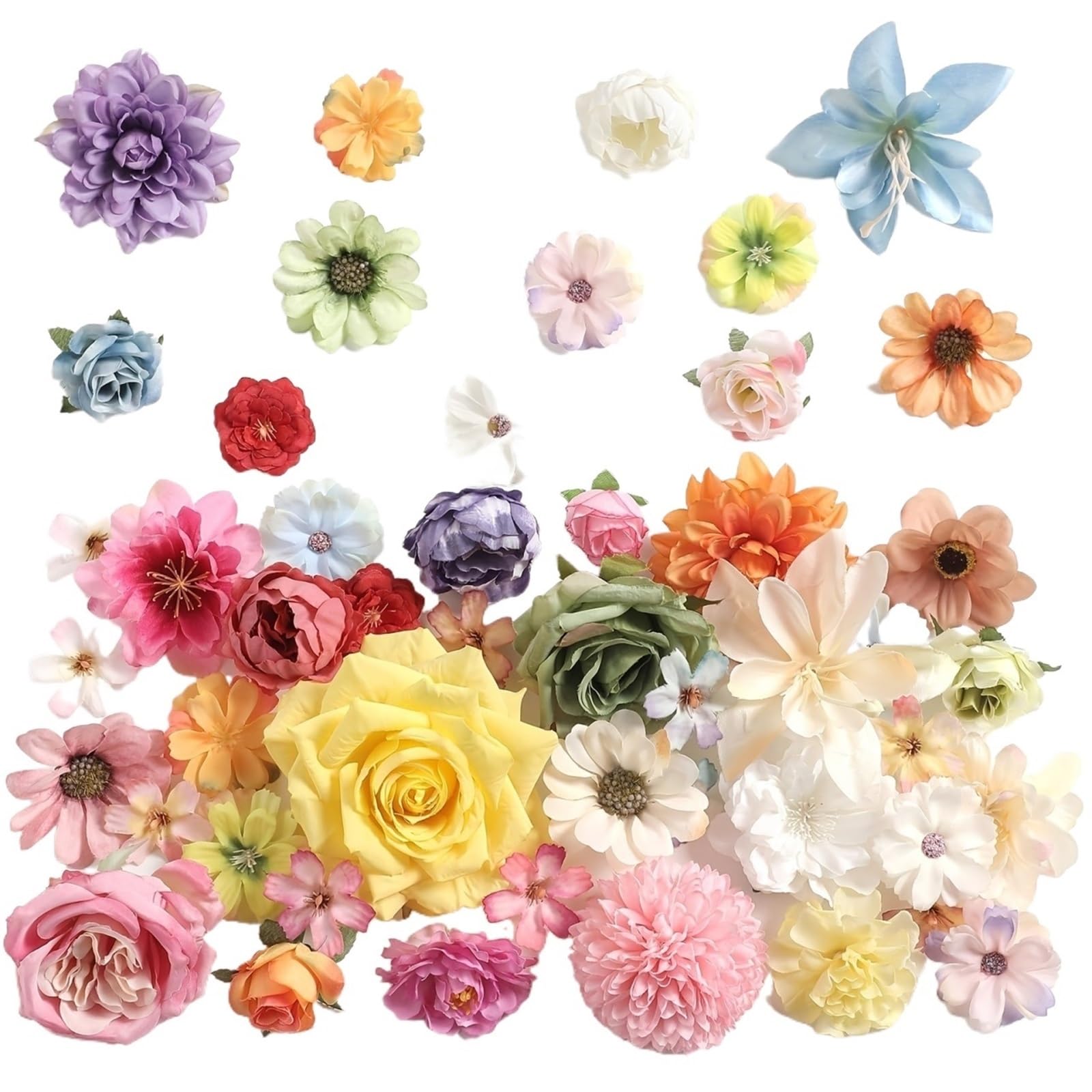 XIANGMLING 49Pcs Mix Artificial Silk Flowers, Fake Bouquet for Home Wedding Decor Garland Arrangement(Color2)