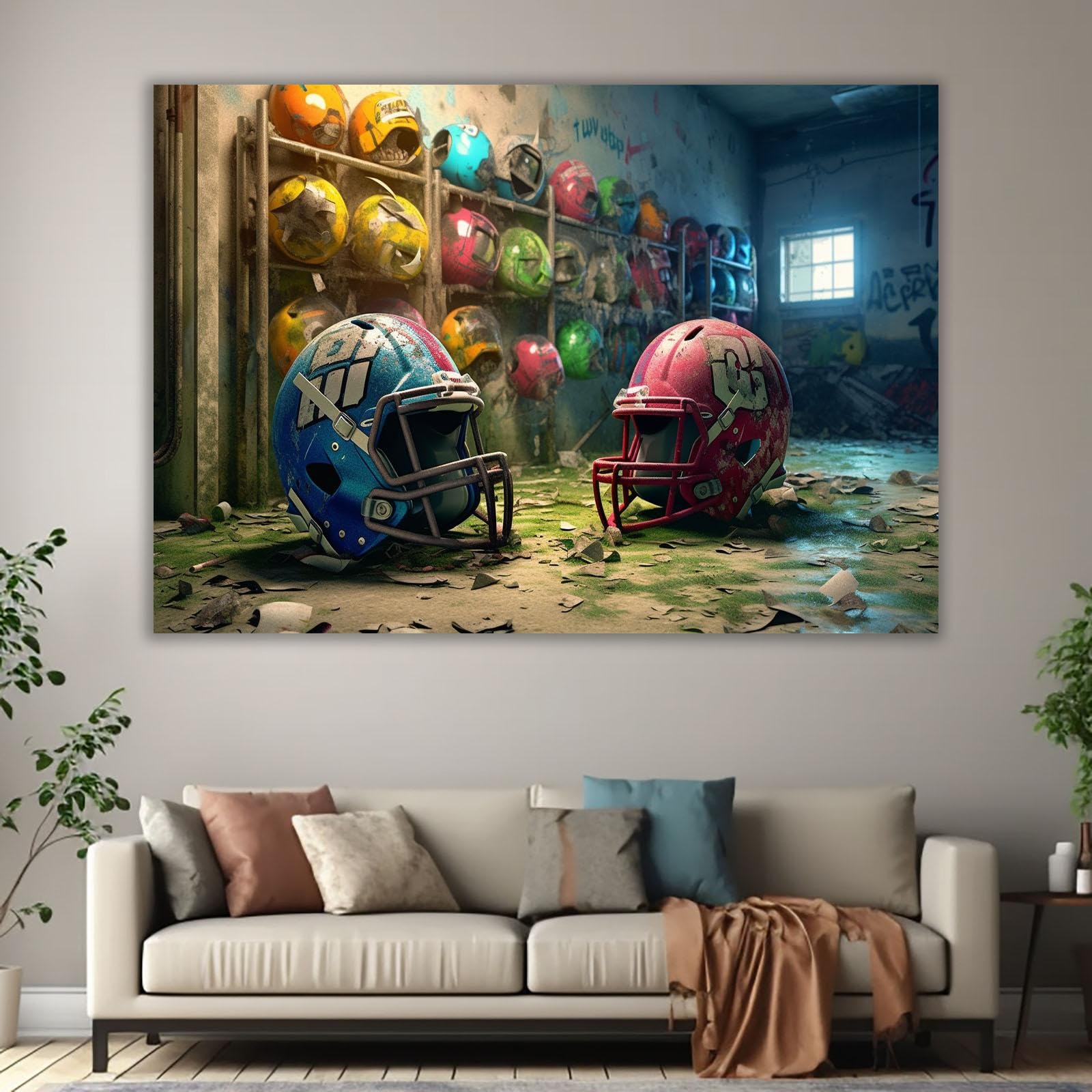 veces Pósteres de fútbol para dormitorio de niños, decoración de pared motivacional de fútbol retro abstracto, póster de dormitorio para habitación de adolescentes, impresiones deportivas, 60 x 90 cm,