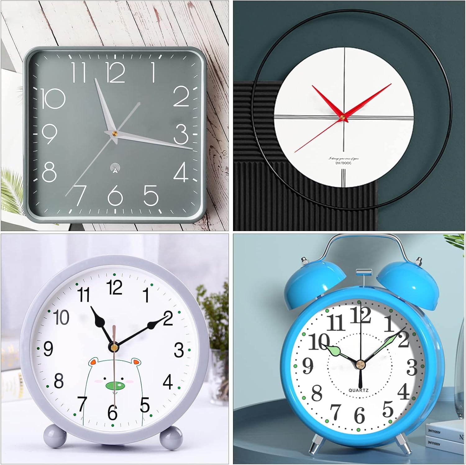 EMOON 6 Pieces Clock Mechanism Replacement Kit with 9 Pack Clock Hands, Silent Sweep Clock Motor Kit Battery Operated for Clock Repair DIY Replacement, Custom Clock