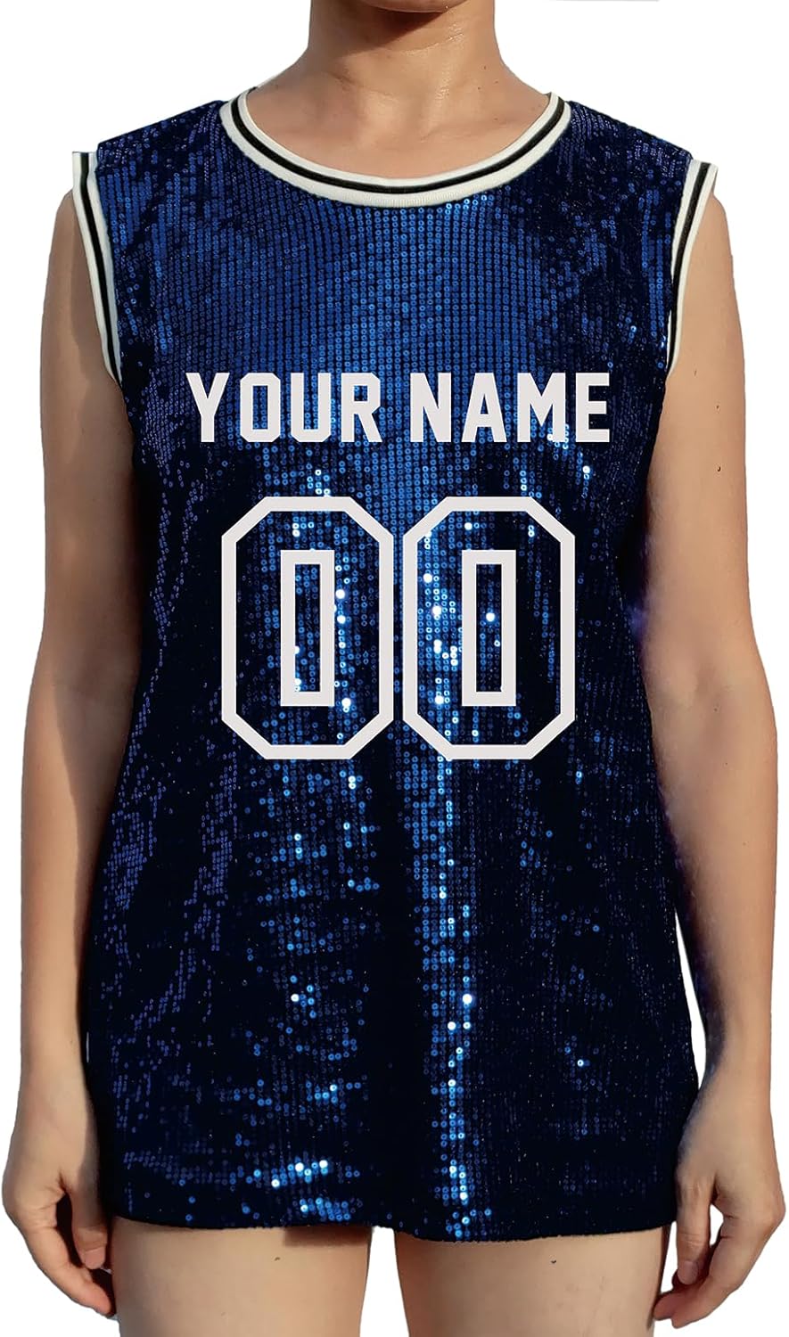 Whitewed Customized Name and Number Sequin Basketball Jersey T-Shirts Vests Tank Tops Women's