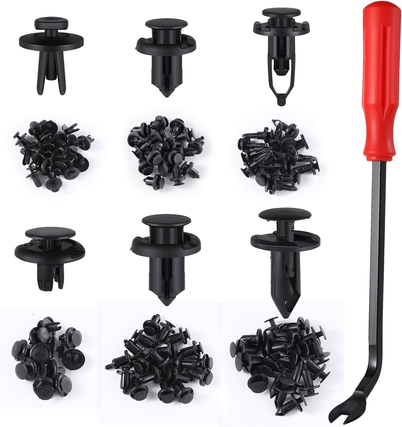 120pcs Retainer Clips Push Type Fasteners 6.3mm 8mm 9mm 10mm Expansion Screws Replacement Kit Bumper Push Rivet Clips with Remover Tool