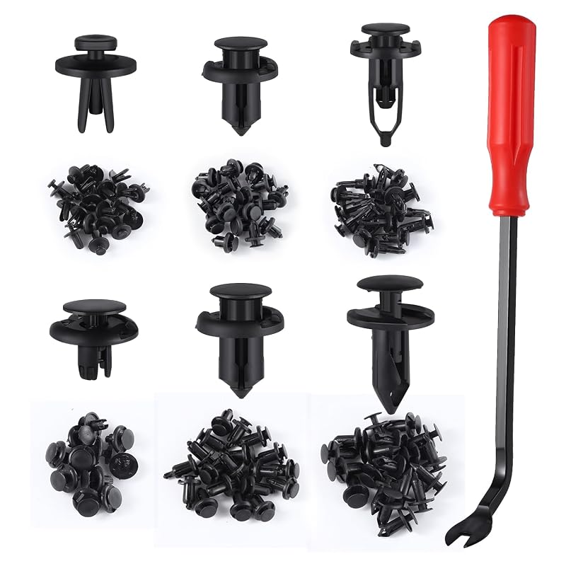 Kit de Presilhas de Fixação Automotiva LivTee Push Type em Nylon, Furos de 6,3 a 10 mm, com Ferramenta Removedora, 120 peças