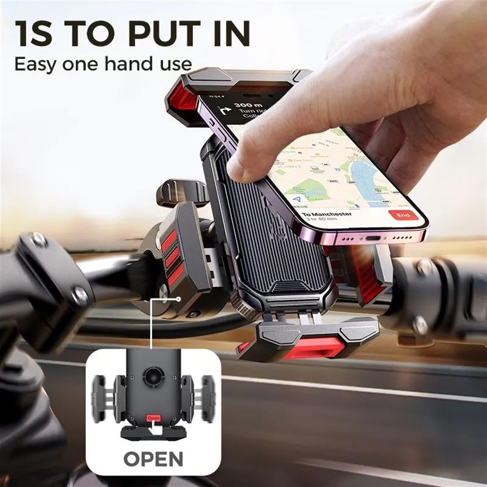 Support Guidonavec avec Support Téléphone Moto Vélo Support Téléphone Amélioré Fonctionnement À Une Main Guidon pour Téléphone 2023 À 4.7 Pouces 7.2 Support Telephone Velo(Red)