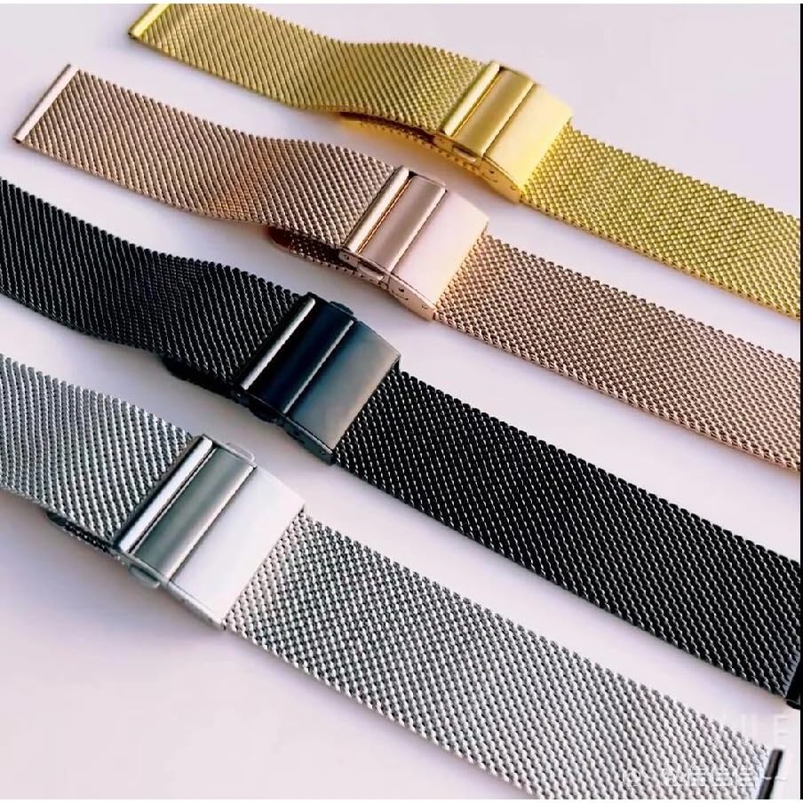 Bracelet de montre en acier inoxydable maille de 16mm à 22mm avec boucle pliante - 5
