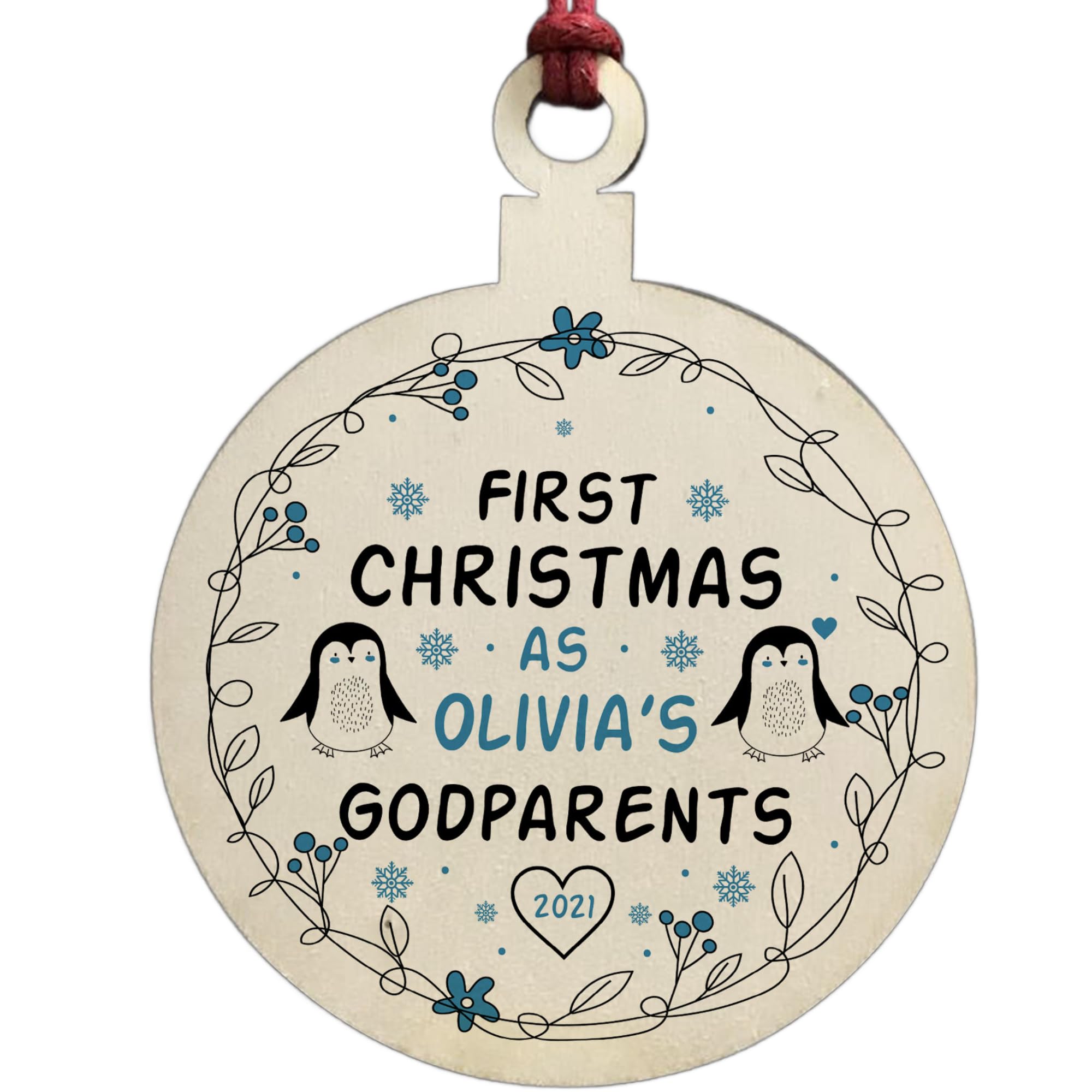 First Christmas As Godparents Personalised Christmas Decoration Friendship Gift