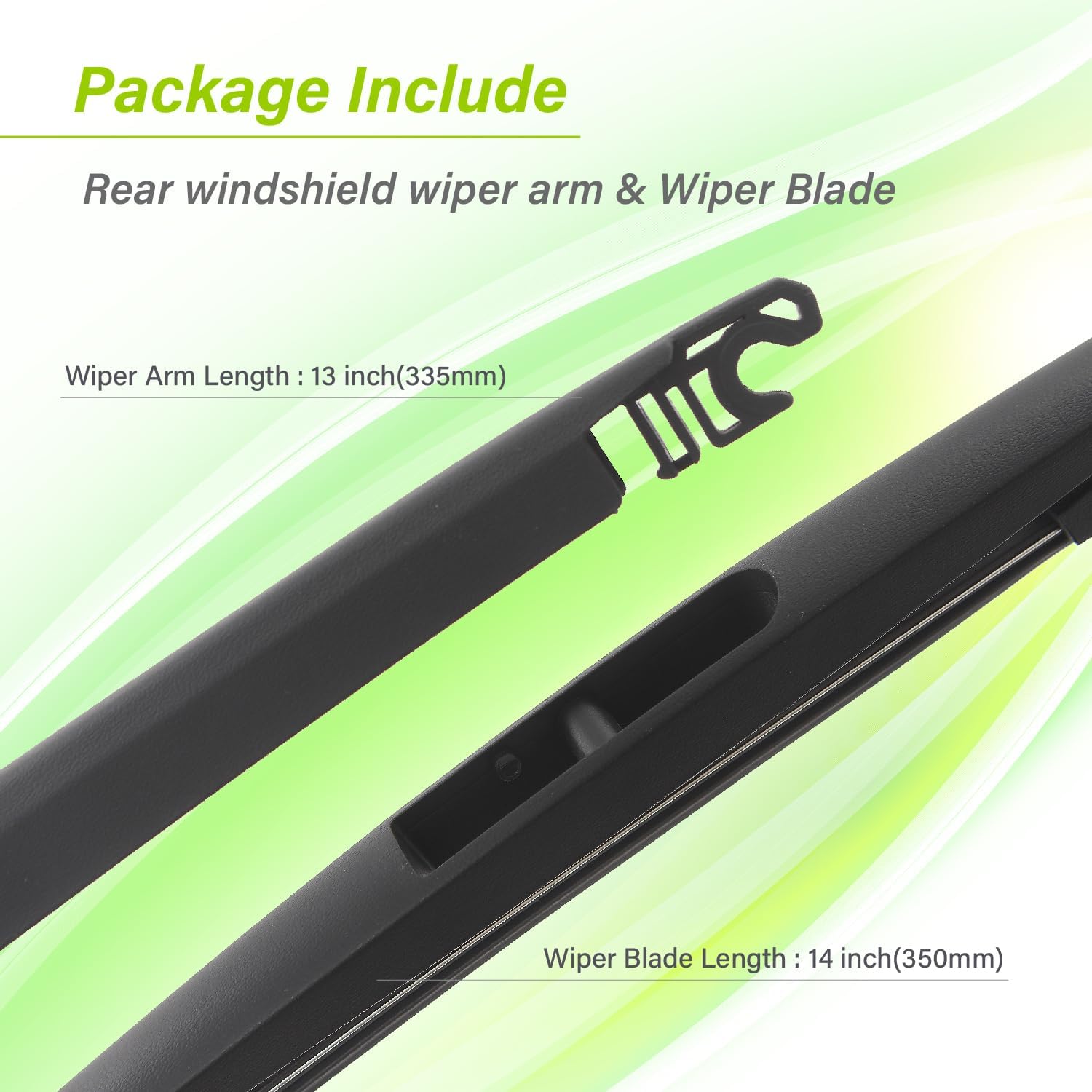 LKK Rear Windshield Wiper Arm Blade Assembly Kit Compatible with Mazda CX-7 2007-2012, CX-9 2007-2015 CX7 07-12, CX9 07-15 Rear Wiper Arm Set
