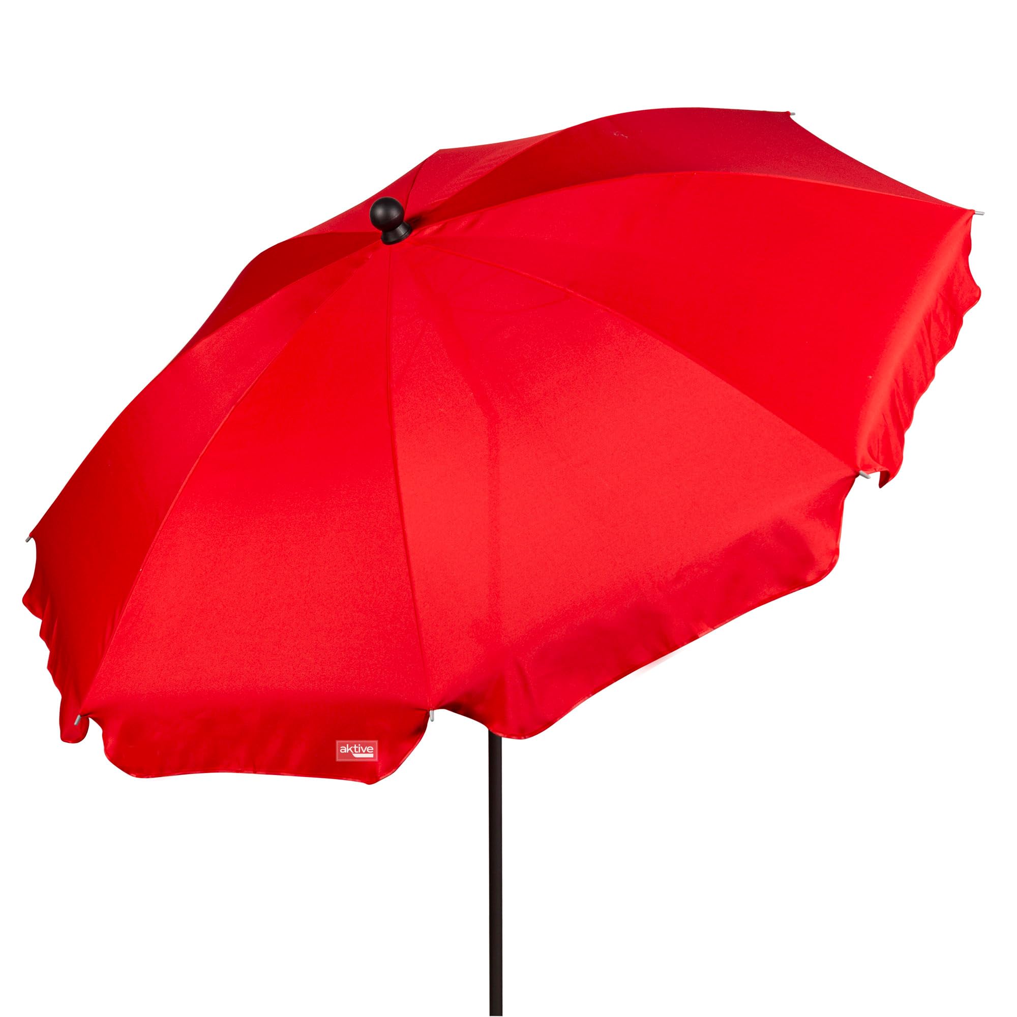AKTIVE Sombrilla playa grande, 200 cm, Color rojo, Mástil acero, Inclinable y regulable en altura, Tejido poliéster, Protección UV30, Sombrillas grandes, Incluye funda transporte con asa (62333)