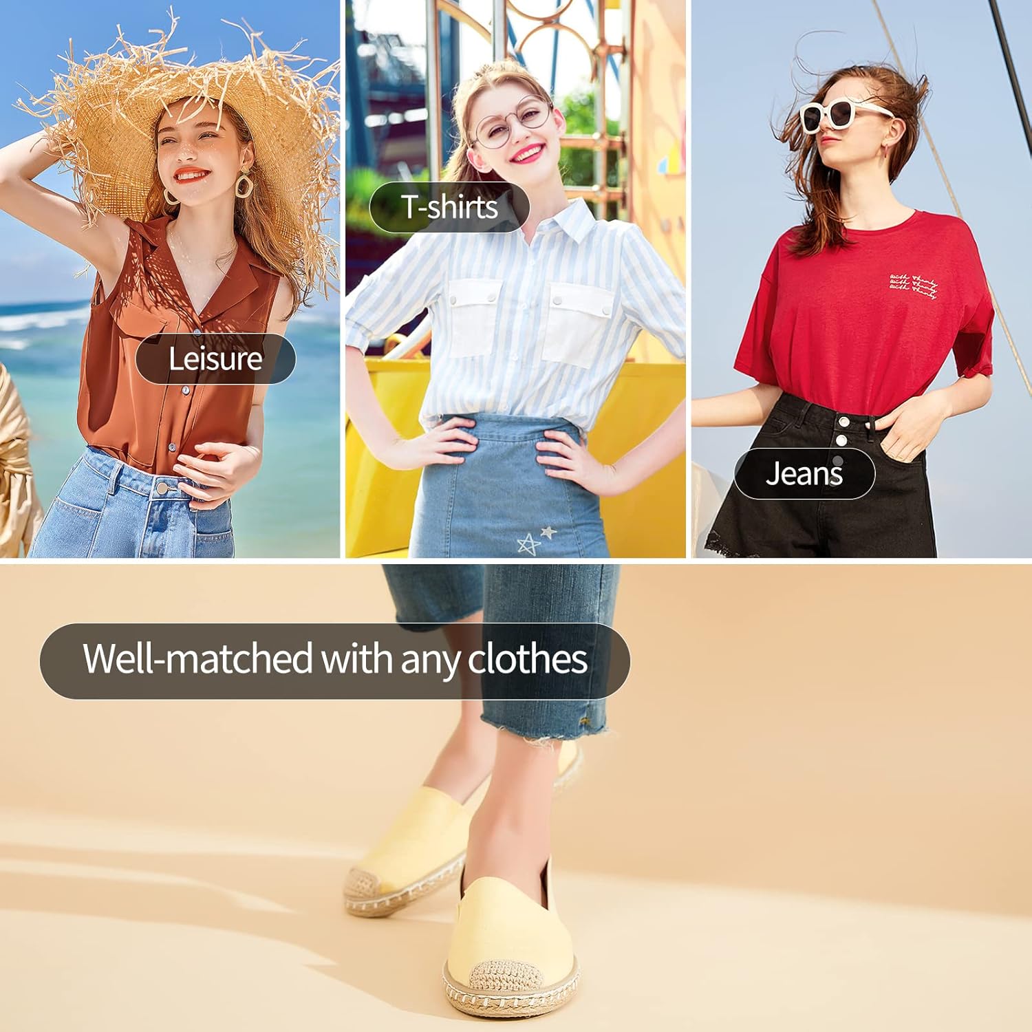 Women's Flats Shoes,Breathable Black Espadrilles Flats,Black and White Slip on Shoes(Lightweight and Soft) - Image 6