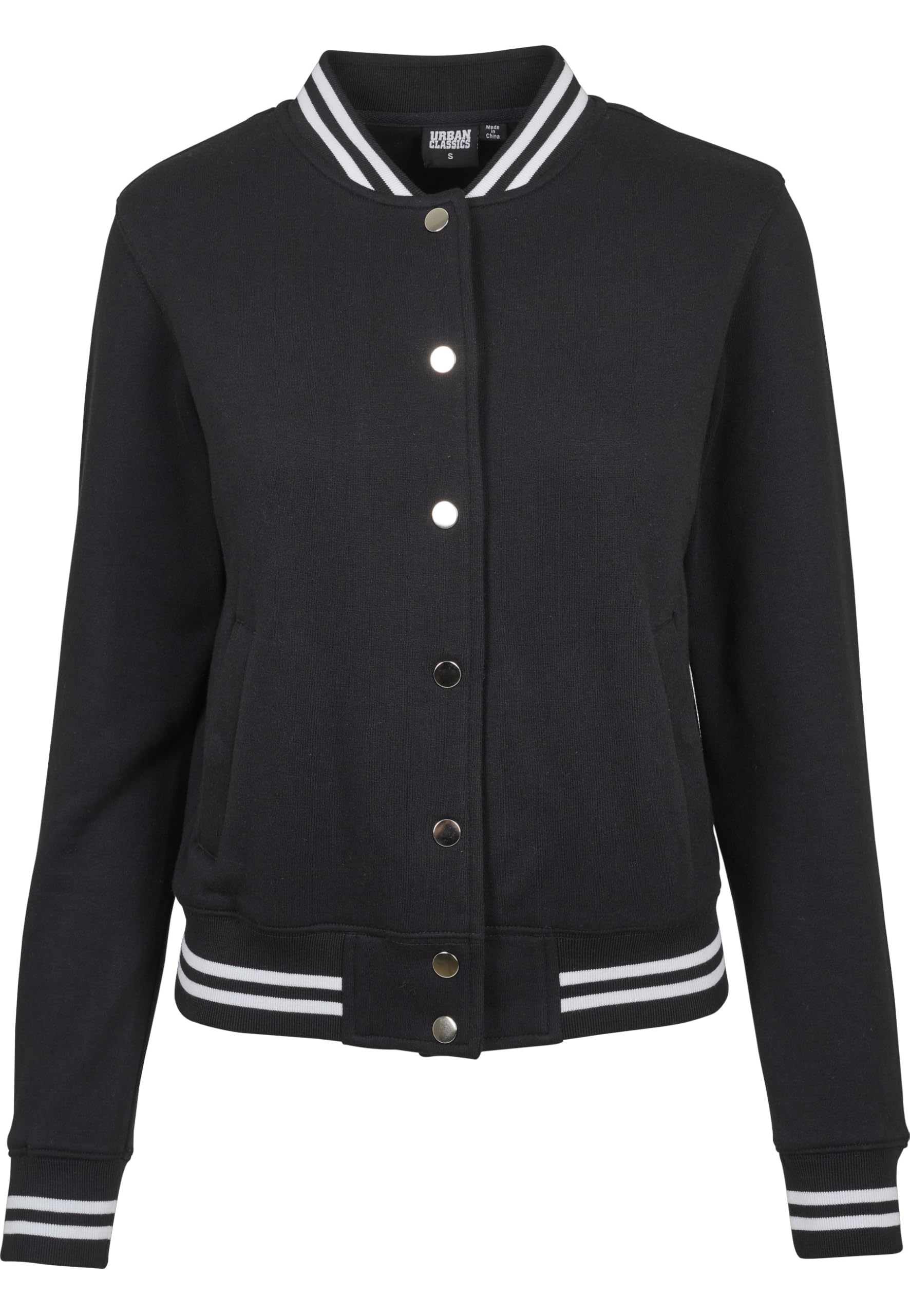 Urban Classics Women's Ladies College Sweat Jacket Sweatshirt, Blk/Blk, XXL