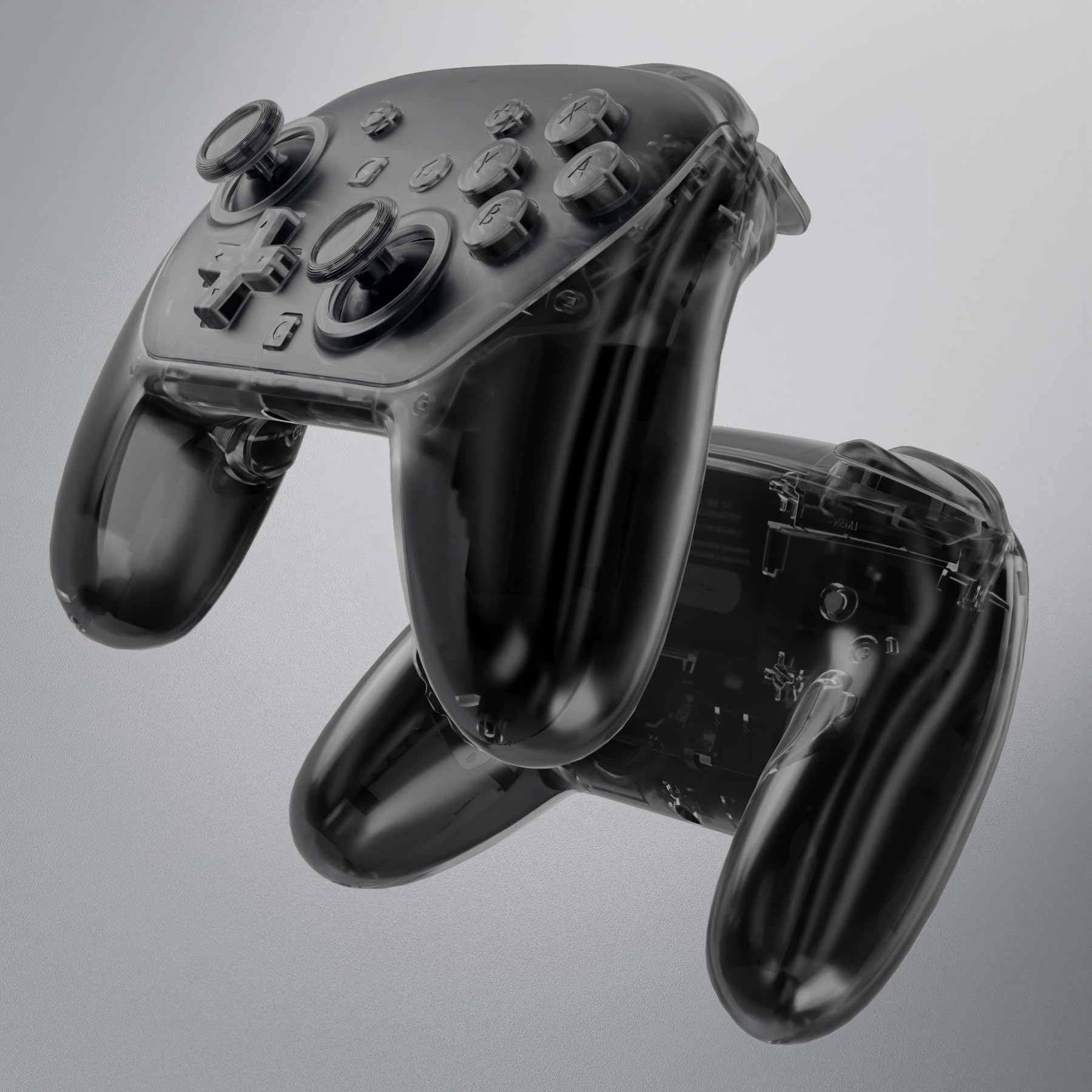 eXtremeRate DIY-Ersatz Case & Buttons Set für Switch 2 Pro Controller, Custom Front Hülle/Rückgehäuse/Joysticks/Tasten Zubehör für Nintendo Switch 2 pro Controller-Transparent Schwarz