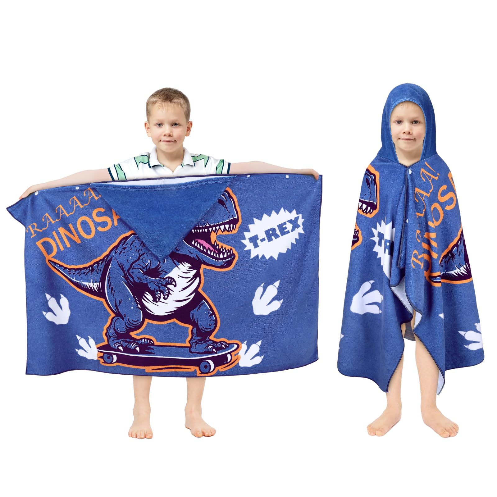 decalsweet Serviette de Plage Capuche Serviette de Bain Enfant, Poncho de Bain Microfibre Ultra Doux et Absorbant, Cape Peignoirde de Bain pour Garcon Fille Bébé, 76x 127 cm(Licorne Château