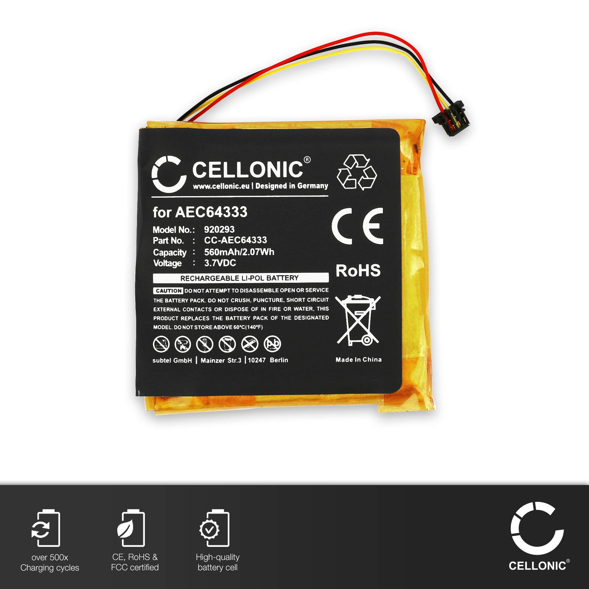 CELLONIC® Wysokiej jakości akumulator kompatybilny z Beats Studio 2.0, Beats AEC64333 560 mAh + zestaw narzędzi akumulator zapasowy bateria