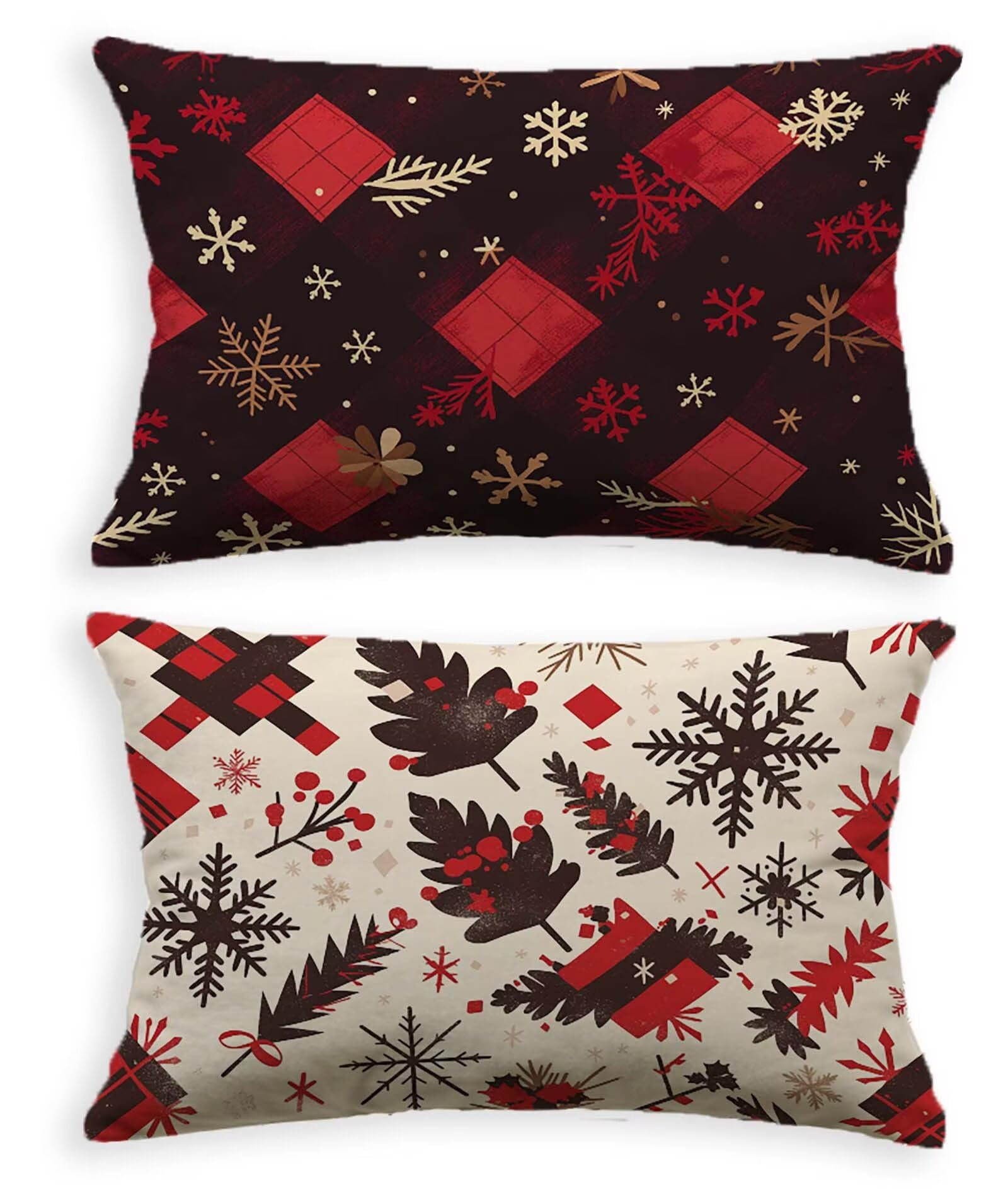 Housse de coussin rouge oreiller 40x80 lot de 2 velours rectangulaire pour décoration de maison
