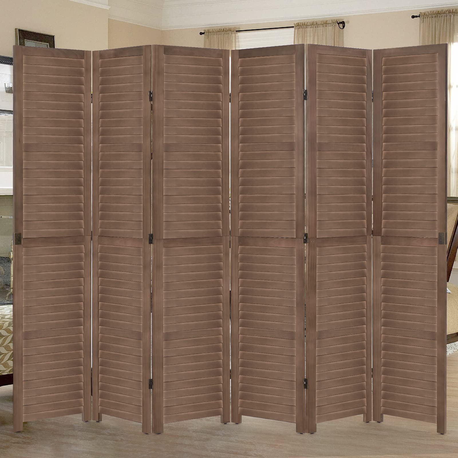 Buy YODOLLA 5.6 Ft Tall Room Divider,6 Panel Wood Privacy Screen Room Divider Freestanding, Room
