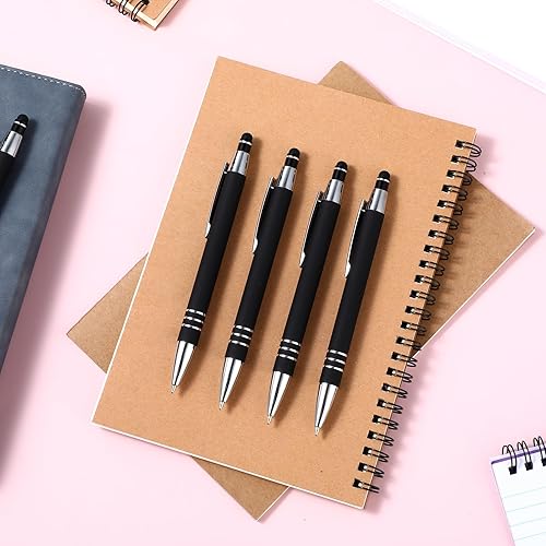 Miniatura 5 de Dimeho Paquete de 6 bolígrafos con punta de lápiz capacitivo, retráctiles, bolígrafos de metal suave de escritura suave al tacto suave, bolígrafo