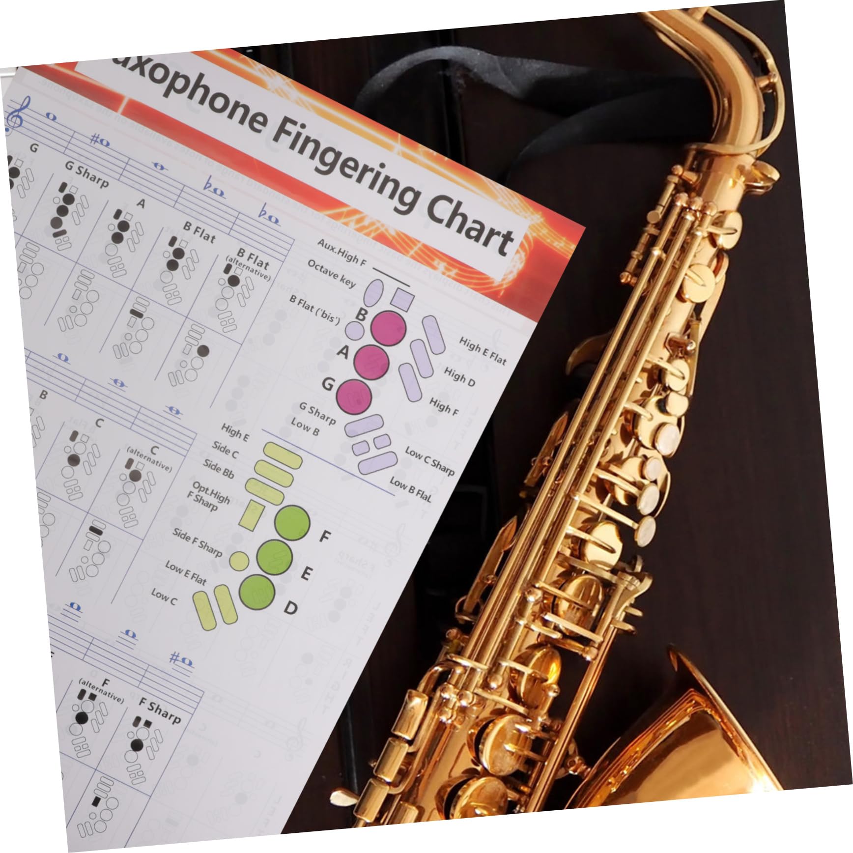 Poster Diteggiatura Sassofono - Guida Per Principianti Alto, Tenore, Soprano, Con Note E Accordi - Foto 12