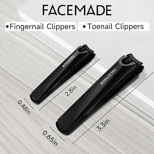 Miniatura 2 de FACEMADE Juego de 2 cortaúñas de acero inoxidable afilado de alta calidad con estuche de lata de viaje resistente, kit de manicura profesional para