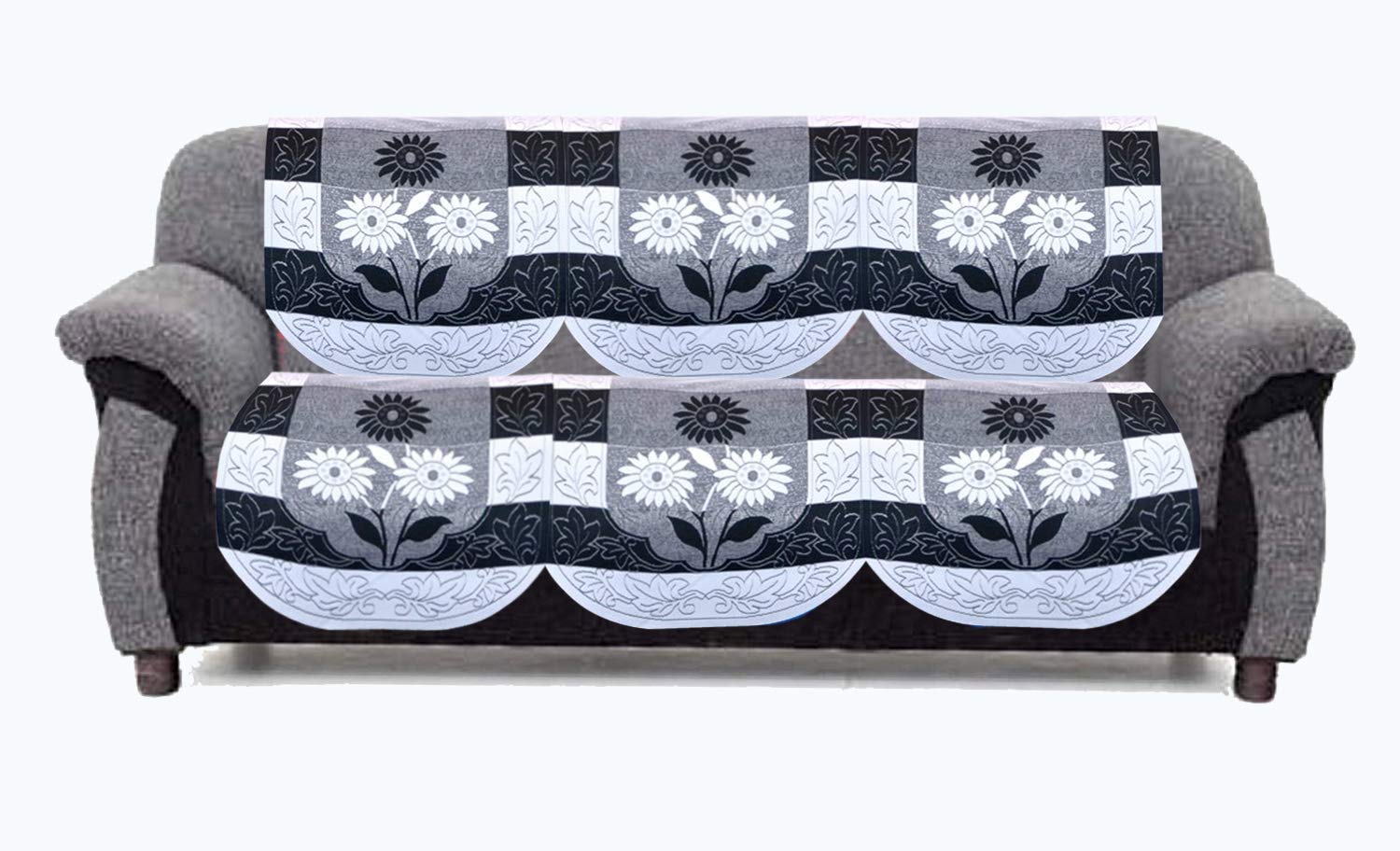 Kuber Industries Flower Design Cotton 3 Seater Sofa Cover Set|Premium Cotton & Flower Design|Pack of 2 (Black) (B0813F66F8) Amazon Price History, Amazon Price Tracker