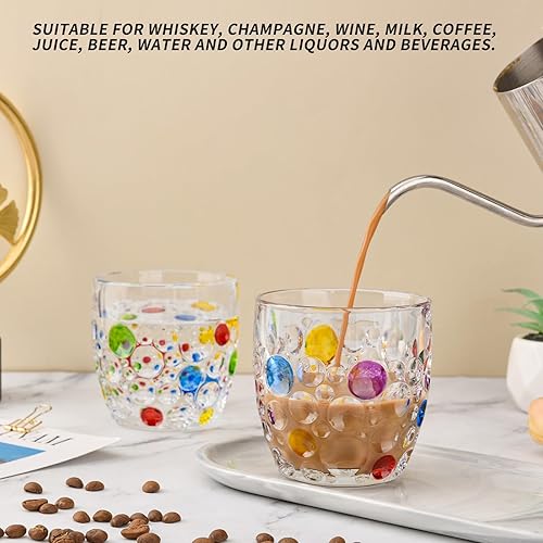 Miniatura 5 de Juego de 2 vasos de colores burbujeantes de 11 onzas (11.2 fl oz), copas de champán sin tallo, copas de cóctel, copas de vino sin tallo, tazas de té