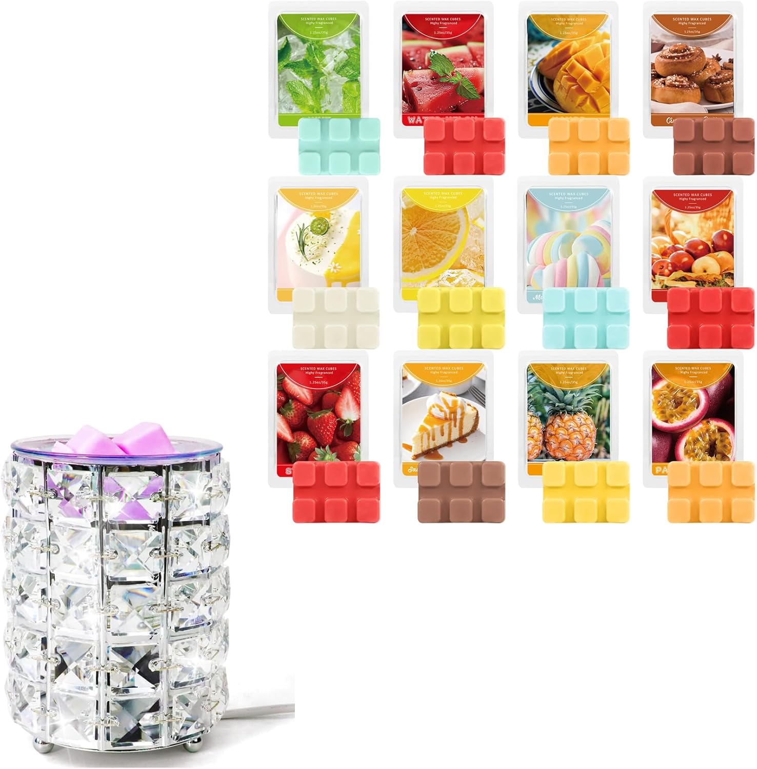 SCENTORINI Wax Melts Strong Scent 12 Pack, with Wax Melt Warmer