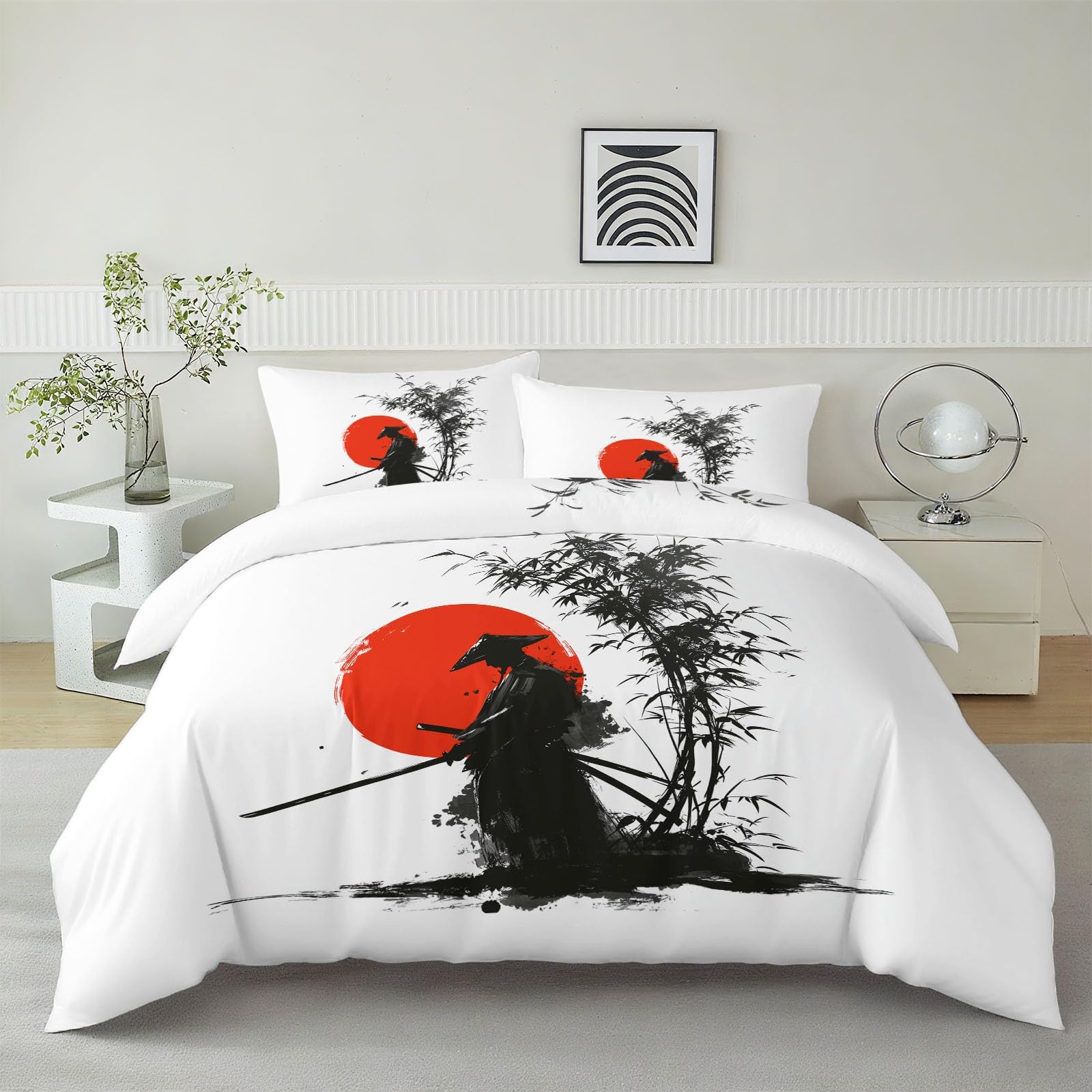 Parure de lit design bushido réversible en microfibre anti-plis