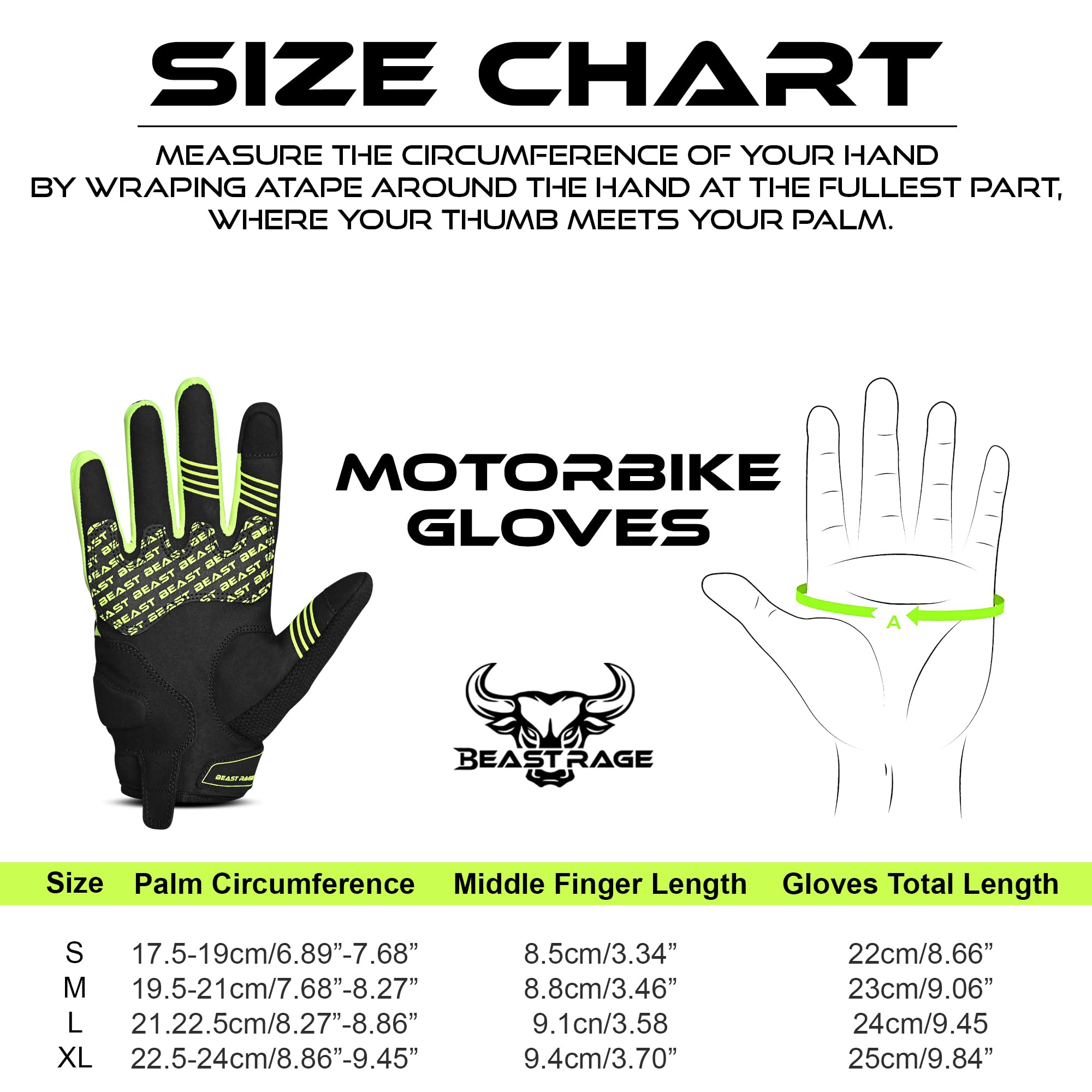 BEAST RAGE Guanti da moto estivi touchscreen traspiranti leggeri con protezioni dita presa antiscivolo