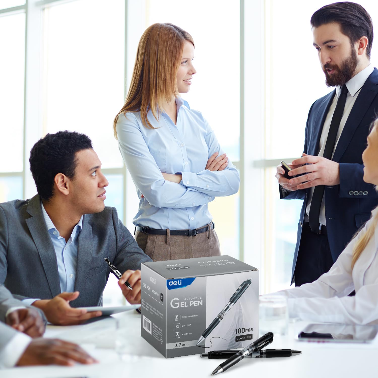 deli Gel Pens, 100 Pcs Retractable Pens Black Ink, Medium Point Pen 0.7mm, Smooth Writing, Fast Dry, No Bleed for Journaling Note Taking, Home School Office Supplies