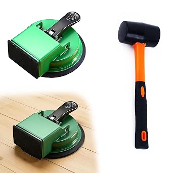 Floor Gap Fixer Tool, HeavyDuty Aluminum Alloy Plank Grabber with Suction Cup & 5 Nano Pads, Green