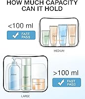 Vista 6 de BAGSMART - Bolsa de aseo aprobada por la TSA, organizador de cosméticos y maquillaje transparente, bolsa de viaje de tamaño de cuarto de galón