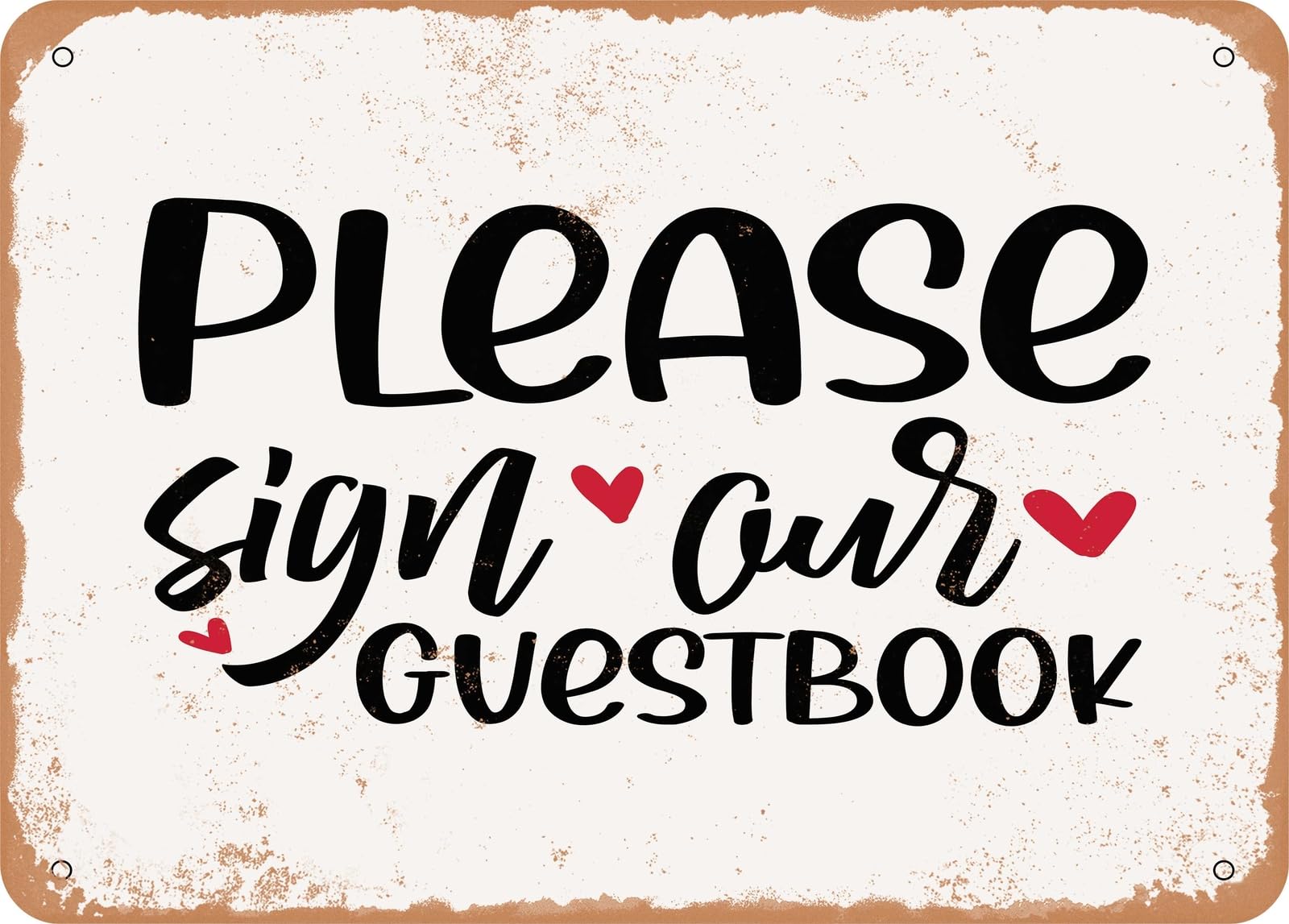 Miaomansenstore Metal Sign - Please Sign Our Guestbook - 2 - Vintage Look Sign Home Decor