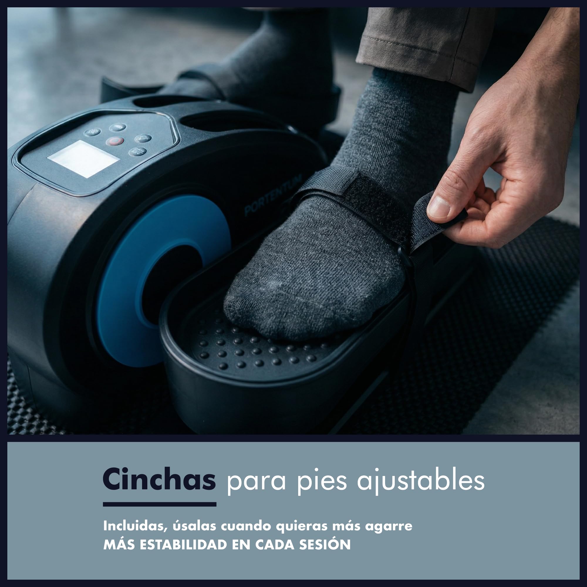 PORTENTUM Mini eliptica electrica con mando a distancia y pantalla – Pedales estaticos personas mayores automático y manual con selector velocidad – Pedaleador electrico de escritorio motor silencioso