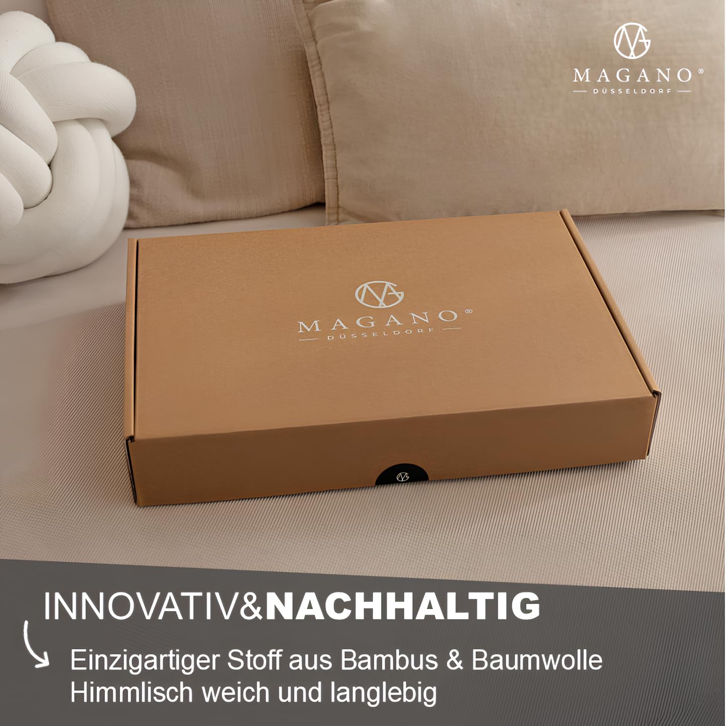 Magano® Luxus Bettwäsche Streifen | Bambus & Baumwolle (Grau, 135x200 cm + 40x80 cm)