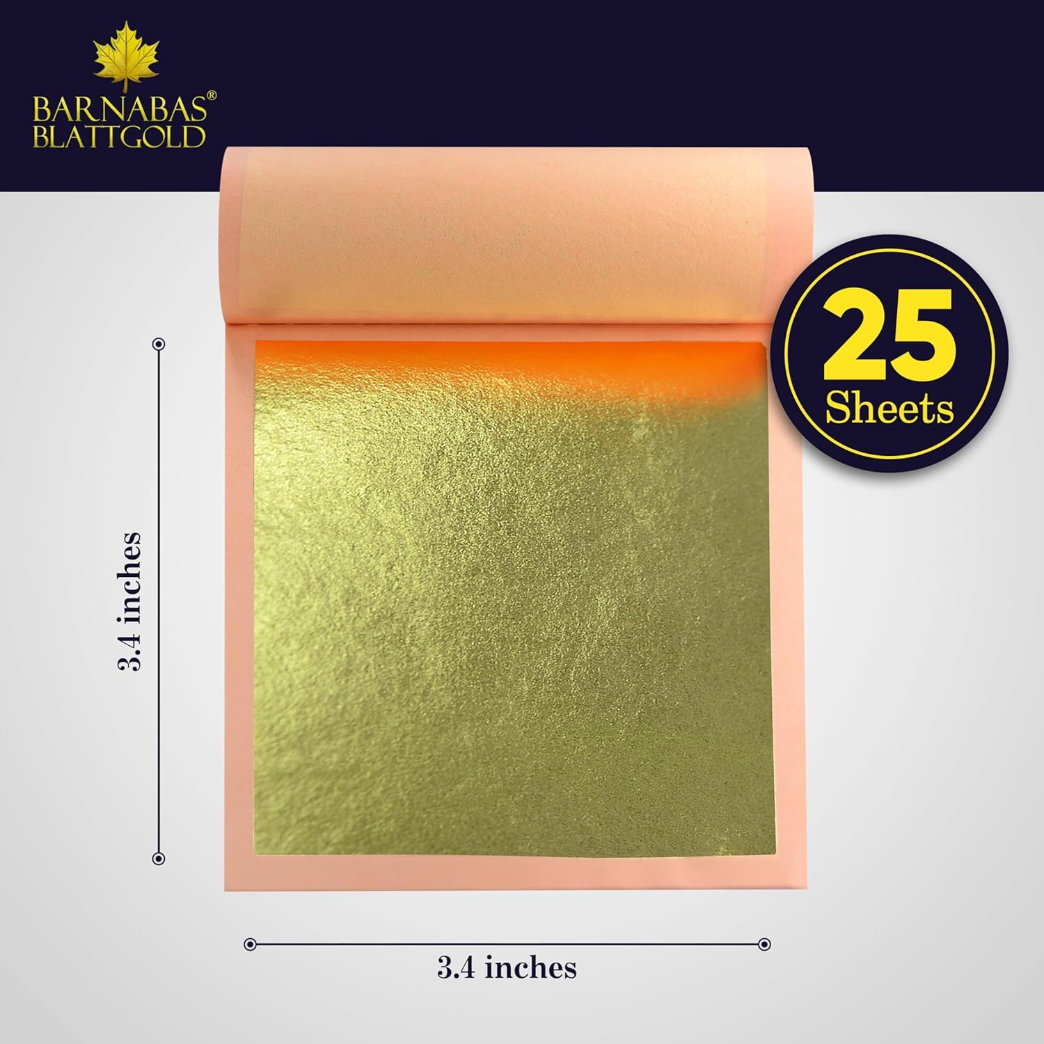 Barnabas - Hojas de oro auténtico, 23 quilates, 85 x 85 mm, 25 hojas en colección de hojas