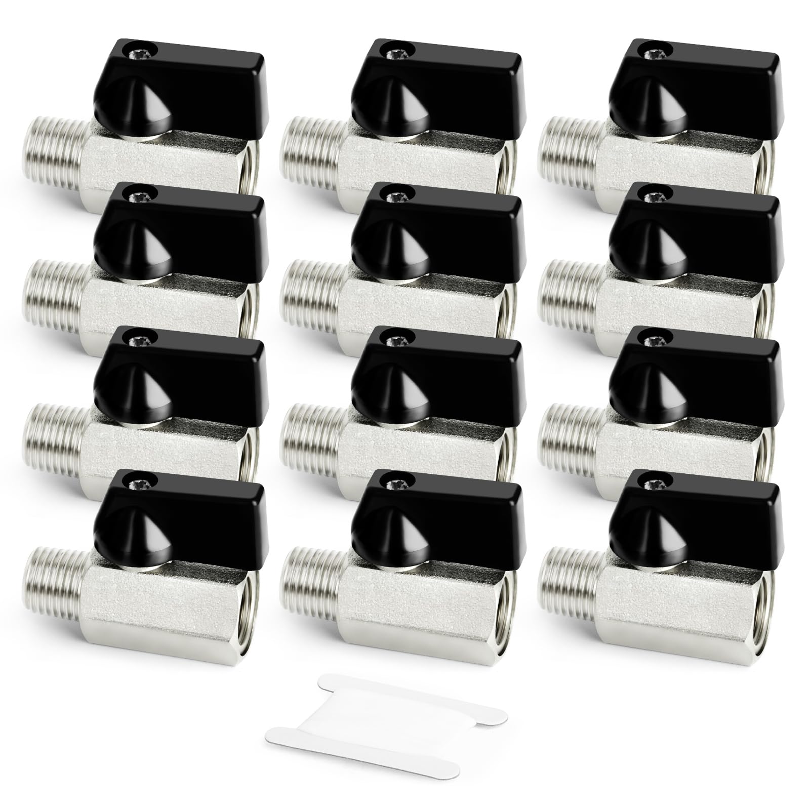 GASHER 12PCS 1/4"NPT(F x M) Nickel Plated Brass Mini Ball Valve